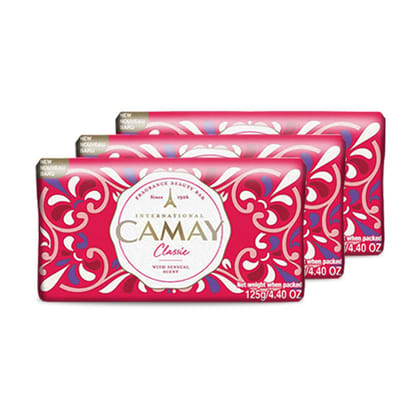 Camay Classic International Beauty Soap With Carnations & Roses (Buy 2 Get 1 Free) Combo Pack Offer, Bar Soap Combo, Daily Skincare, Gives Silky, Soft & Glowing Skin (3 Count, 125G Each) Camay Classic International Beauty Soap With Carnations & Roses (Bu