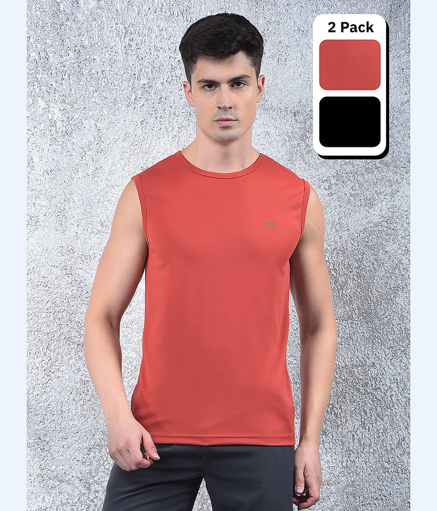 Force NXT Multicolor Polyester Regular Fit Men's Tanks ( Pack of 2 )