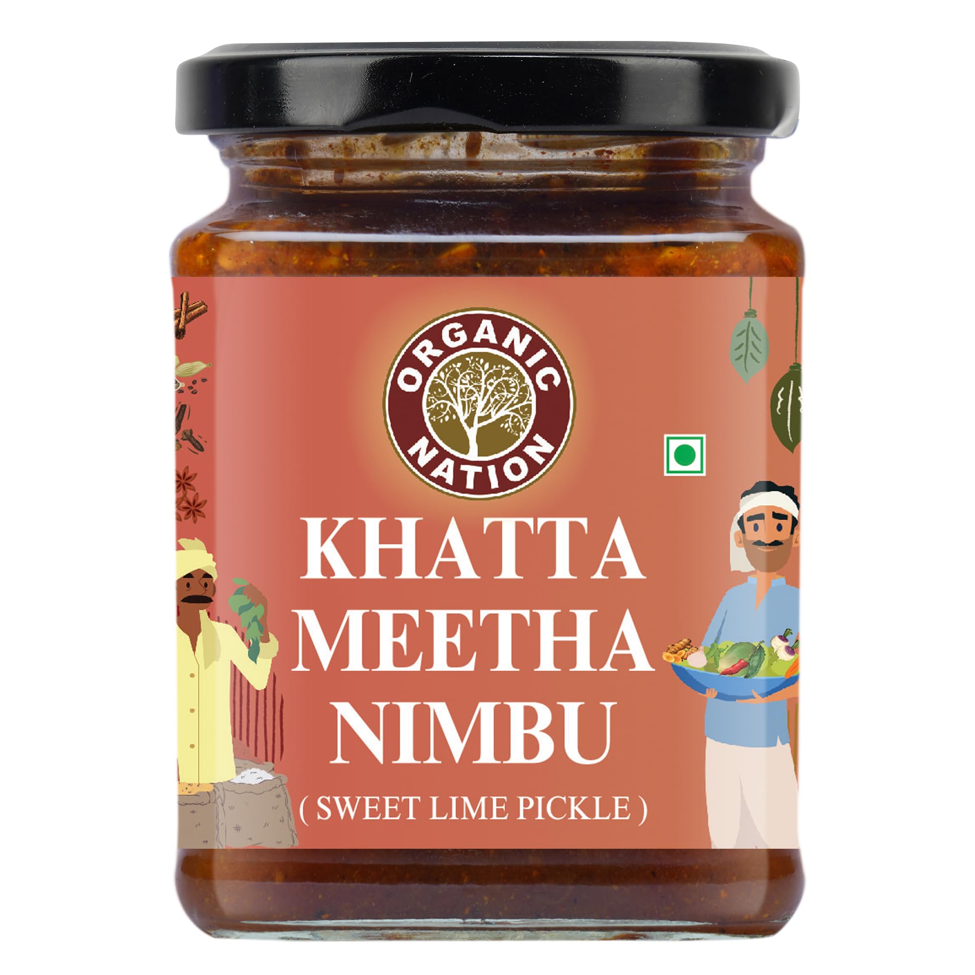 Organic Nation Sweet Lemon Pickle - Khatta Meetha Nimbu | Homestyle Taste | Traditional Indian Style | No Preservatives | Metha Nimbu Achar | 300g
