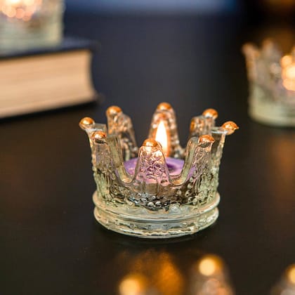 Craftlayout Crystal Glass Tea Light Candle Holder With Crown 3 Inch Craftlayout Crystal Glass Tea Light Candle Holder With Crown 3 Inch