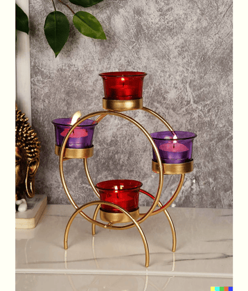 METAL MESTERY Multicolour Table Top Metal Tea Light Holder - Pack of 1