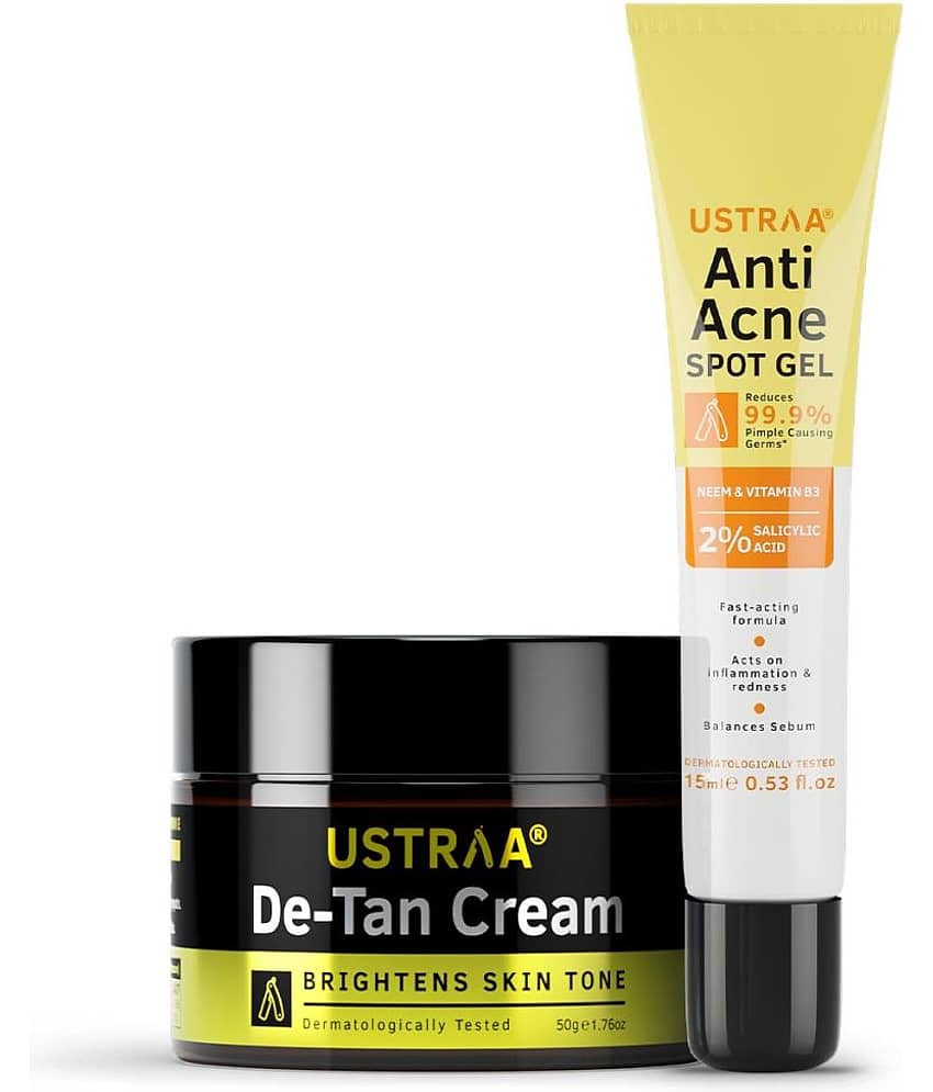 Ustraa Anti Acne Spot Gel - 15ml & De Tan Cream - 50g for Men