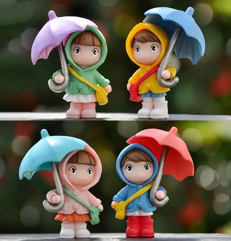 VRB Dec 4 Pcs Miniature Showpiece Set for Home Decor,Car Dashboard,Valentine,Living Room,Gifts Figurines,Cake