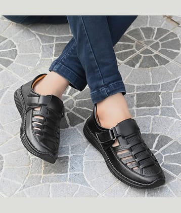 POS Planet of Shoes - Black Men's Sandals