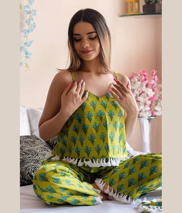 Shine n Show Women Printed Top With Palazzos Co-Ord Set ( Green )