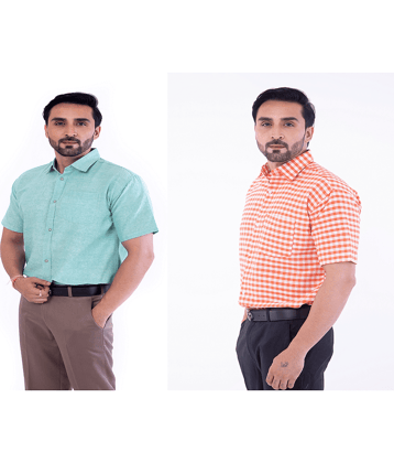 DESHBANDHU DBK Multicolor Cotton Regular Fit Half Sleeves Men's Casual Shirt ( Pack of 2 )