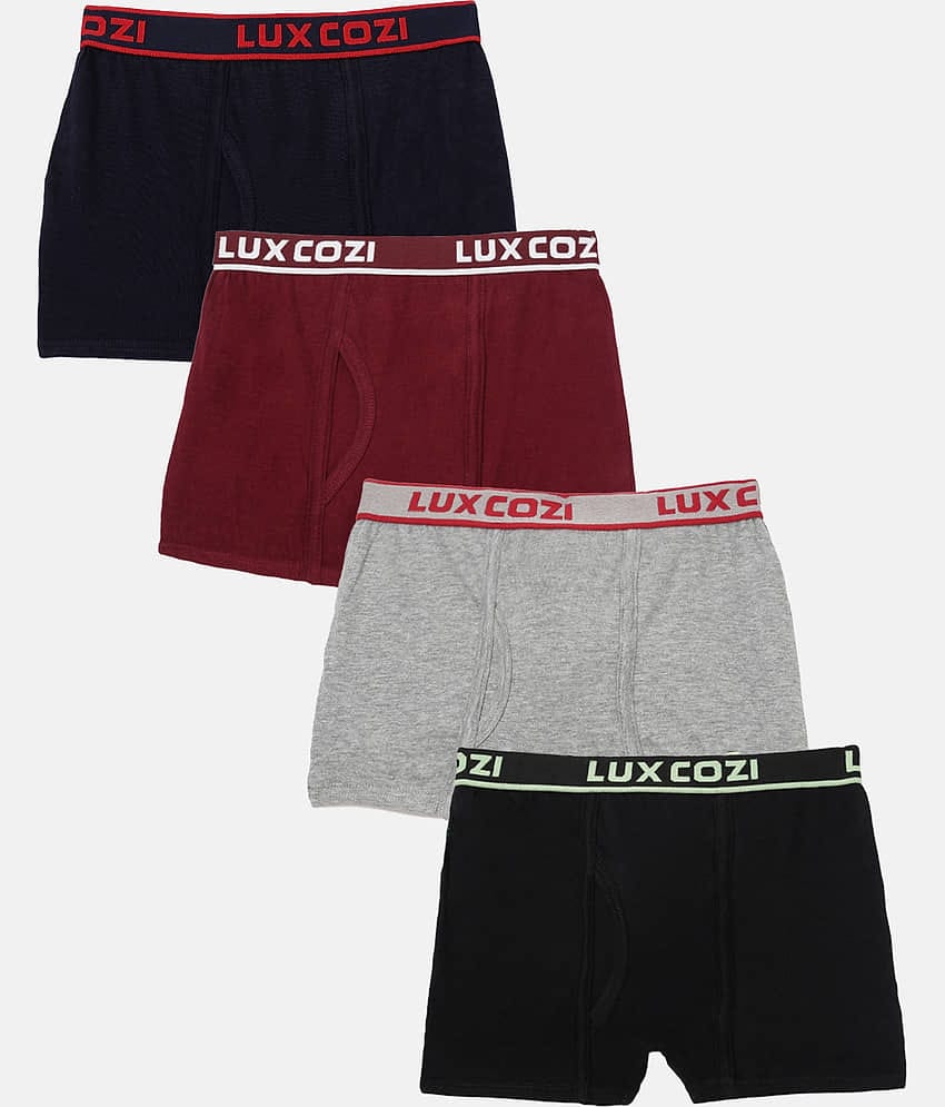 Lux Cozi Pack of 4 Boys Cotton Blend Trunks ( Multicolor )