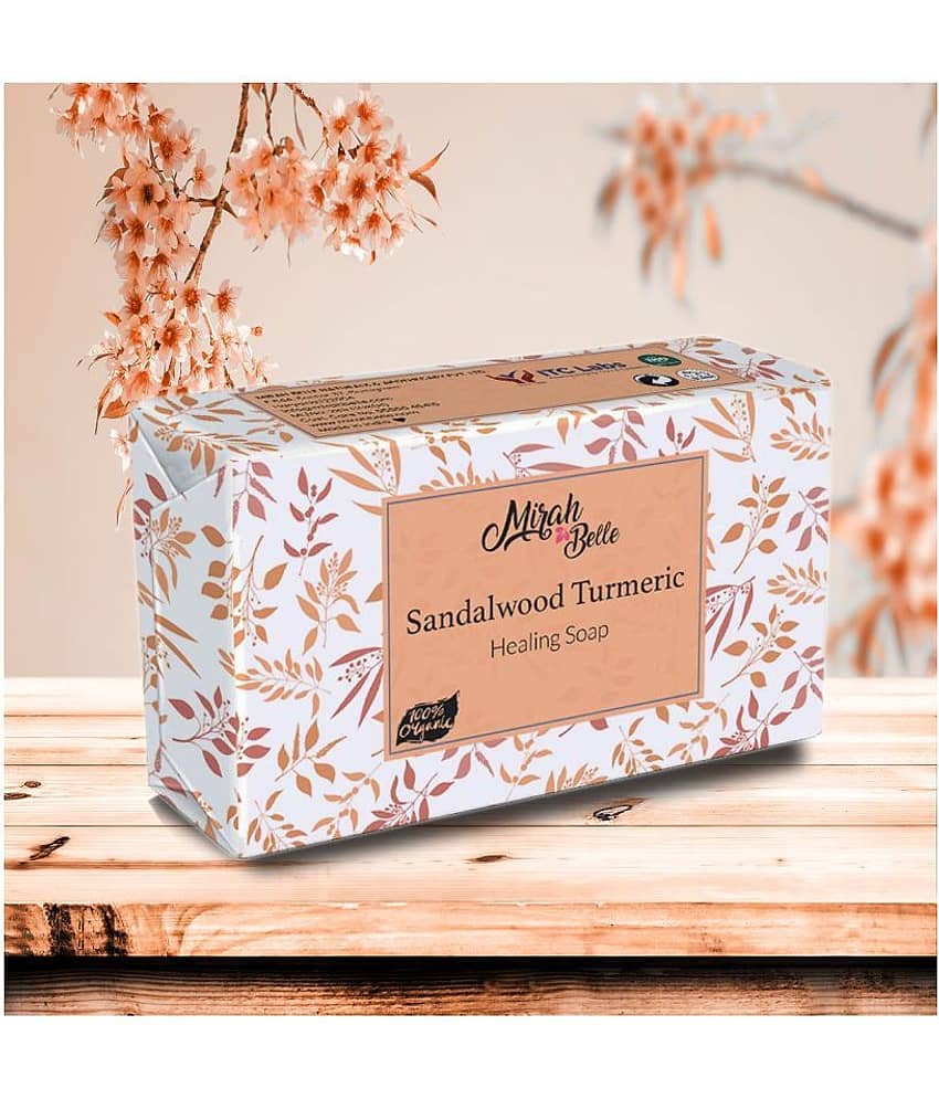 Mirah Belle - Organic Sandalwood Turmeric Healing Soap 125gm - For Acne,Breakouts,Pimples- Handmade Soap