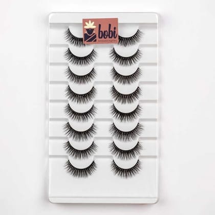 BOBI Reusable Waterproof 10mm Synthetic Hair Natural vivid and shiny Long 3D Volume Eyelashes - 8 Pair-A2