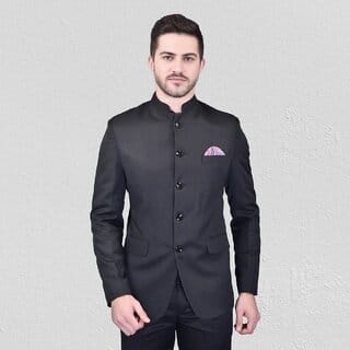 PrintCultr Men Solid Tuxedo Style Formal Blazer (Black)