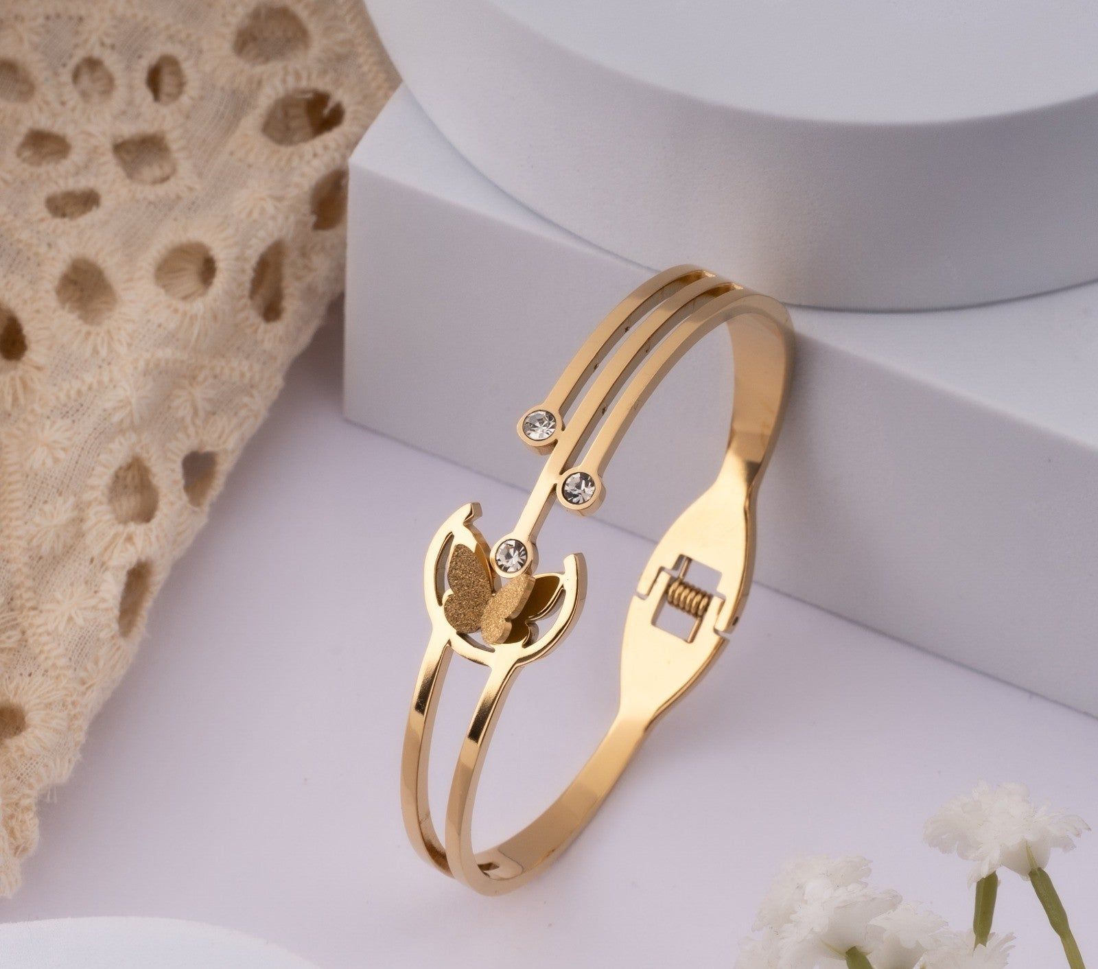 Elegant Gold Butterfly Bracelet for Women with Crystals | Chic Daily Wear