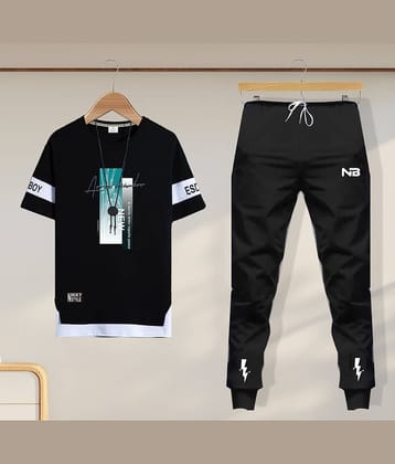Lieo Trend Black Cotton Blend Regular Fit Men's Tracksuit ( Pack of 1 )