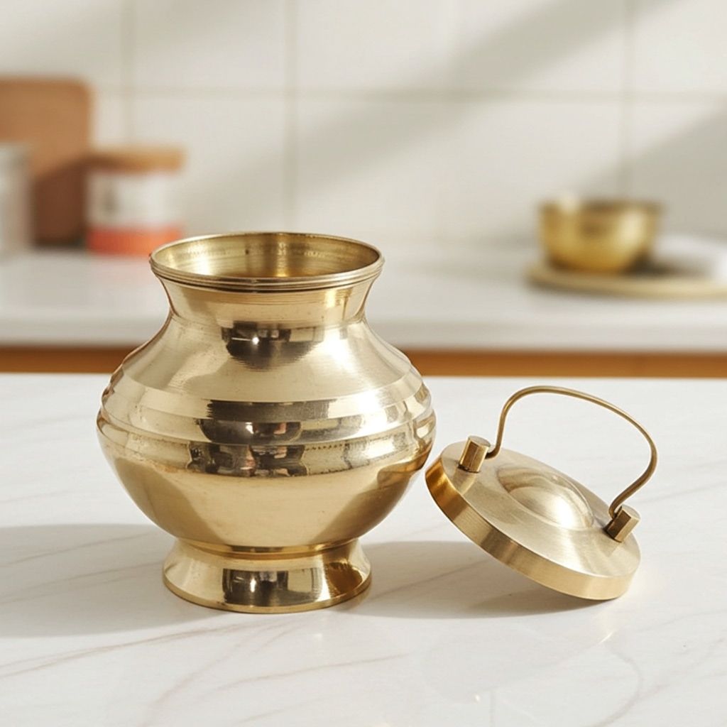 Brass Gangajali No. 5.5 [500 ml] – Traditional Holy Water Pot, Height : 5 Inch (ZMAS613 K)
