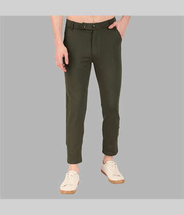 IDASS Slim Flat Men's Formal Trouser - Olive Green ( Pack of 1 )
