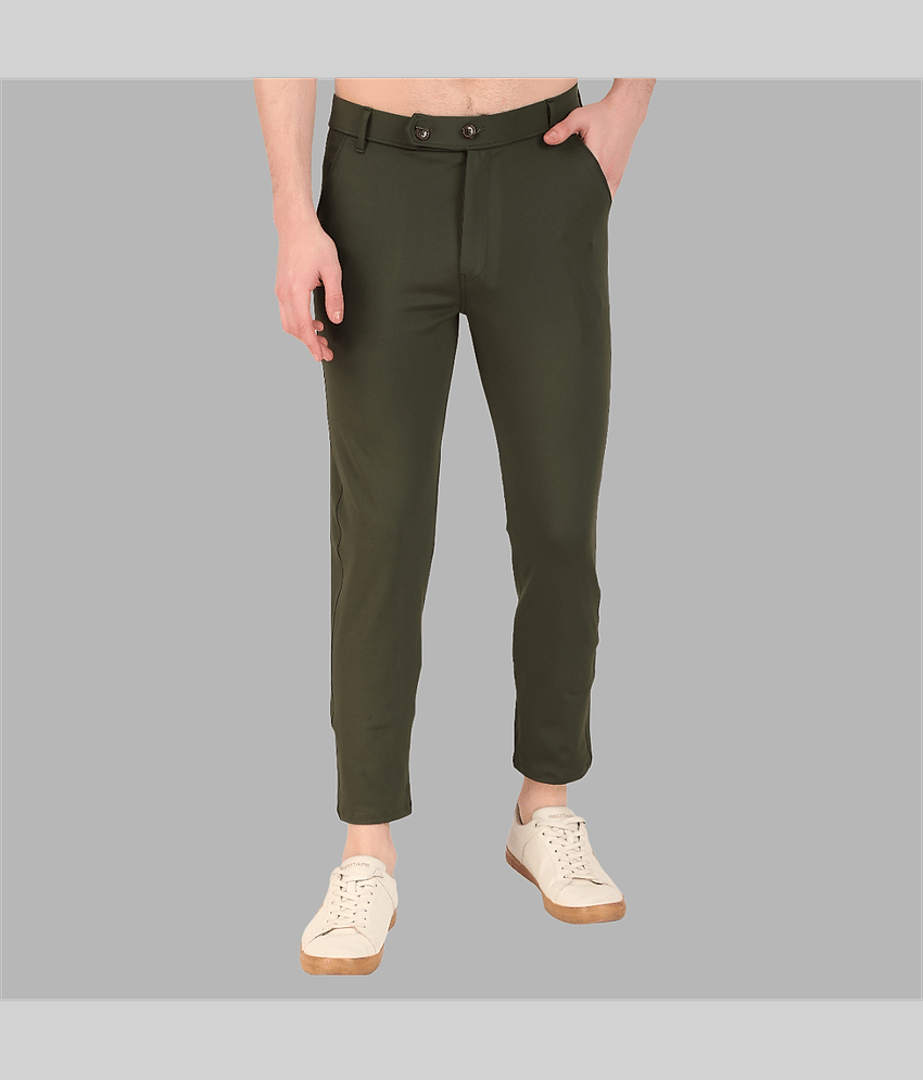 IDASS Slim Flat Men's Formal Trouser - Olive Green ( Pack of 1 )