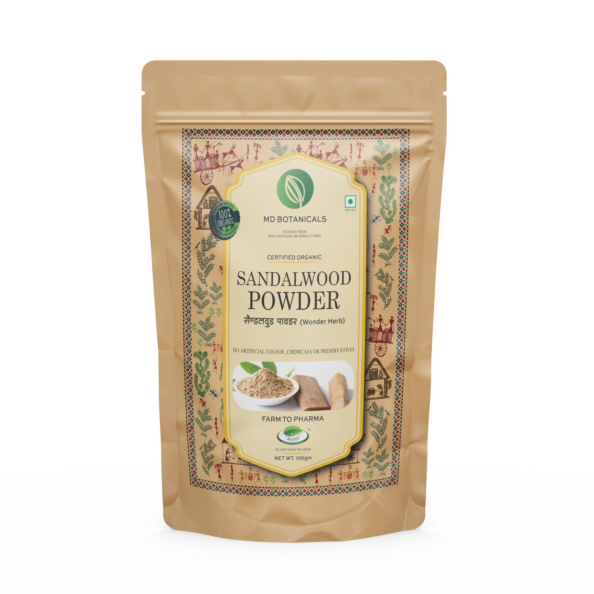 MD Botanicals Sandalwood Powder 100gm Natural Skincare Solution for Radiant Complexion
