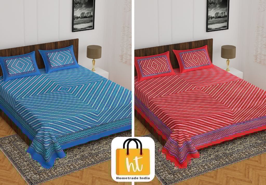 2201-Hometrade India- Standard Double Size (90*100 in )-Combo Double Bedsheet