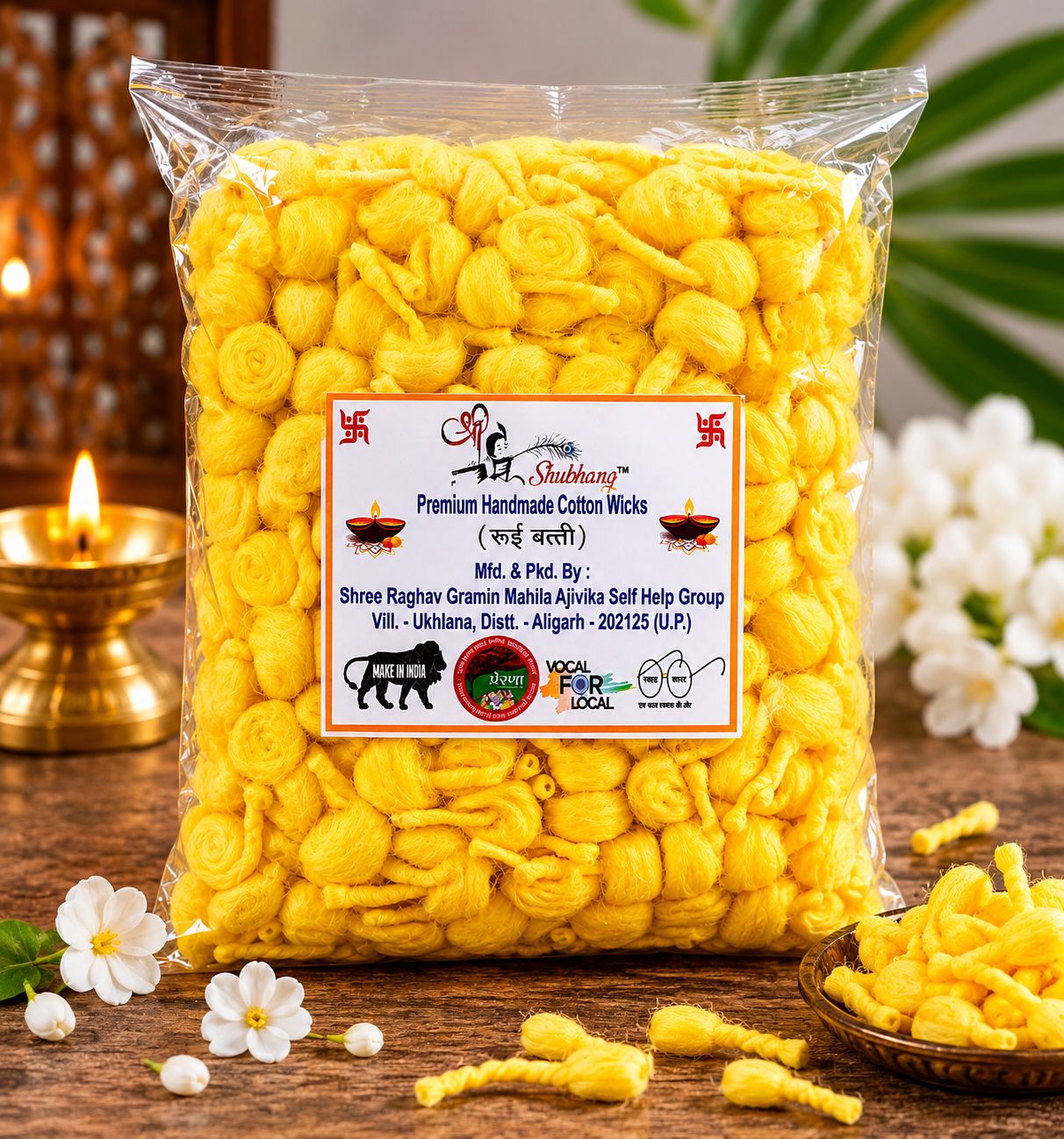 Yellow Premium Handmade Cotton Wicks (Batti)