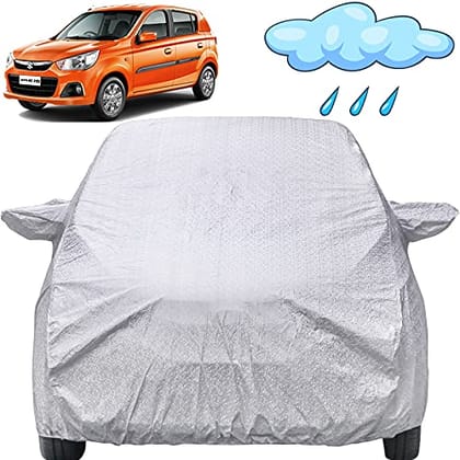 Alto K10 Waterproof Car Cover with Mirror Pockets, Shinning Silver Design, Non Woven Fabric,Triple Stitched, Compatible with Maruti Alto K10 Car Cover (2014 to 2022), Car Accessories