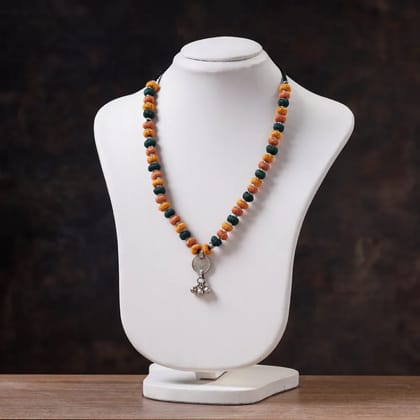 Multicolor Lambani Thread & Bead Coin Pendant Necklace