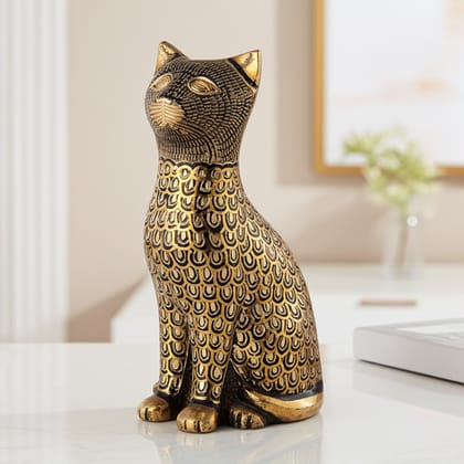 Brass Table Decor Showpiece Cat Statue (ANMAS045 A)