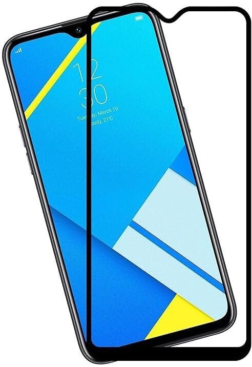 PLUGTECH Advanced Tempered Glass With Anti-Explosion 9H Hardness Edge-To-Edge Coverage Screen Guard for Realme C2