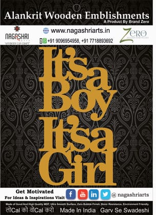 Brand Zero MDF Embellishment Combo of Its A Boy And Its A Girl Option 3 - 2.5 mm Thick