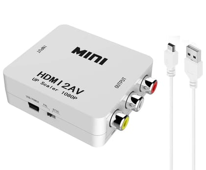 NISHTECH HDMI to RCA, AV, 1080P HDMI to 3RCA CVBS AV Composite Video Audio Converter Adapter Supports PAL/NTSC with USB Charge Cable for PC Laptop HDTV DVD - White NISHTECH HDMI to RCA, AV, 1080P HDMI to 3RCA CVBS AV Composite Video Audio Converter Adapt