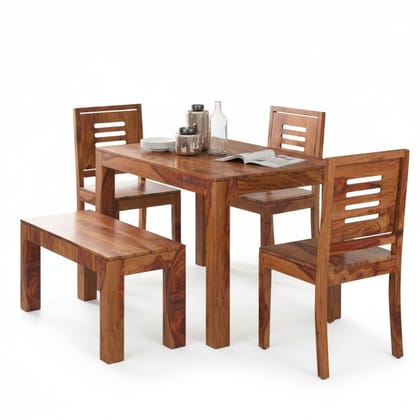 Wooden 4-Seater Dining Set with Bench