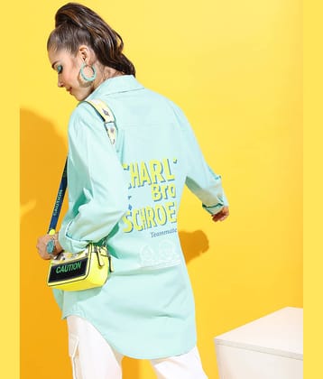 Tokyo Talkies Women Printed Cotton Shirt ( Blue )