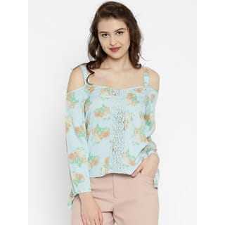 Purys Women Blue Printed Regular Top