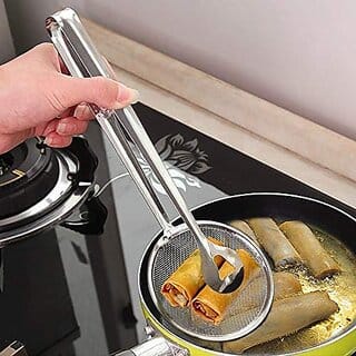 K kudos 2 In 1 Fry Tool Filter Spoon Strainer With Clip,Oil Frying ( fry pan spoon )