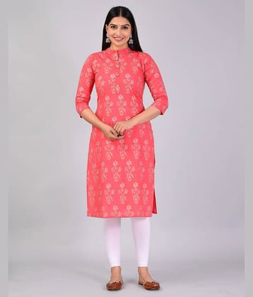 MAUKA Women Rayon Printed Straight Kurti ( Pink )