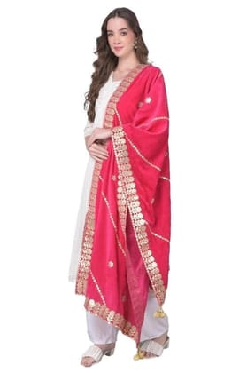 Women's Velvet Gotta Patti Dupatta (Pink)-PID46973