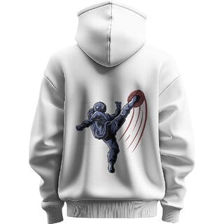 BULL CLOTHING Men's Cosmic Kicker White Hoodie Premium 280 GSM Fleece Perfect for Comfort and Style (S)