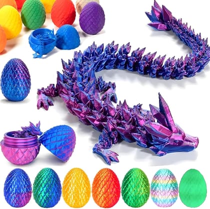 3D Printed Dragon Egg Toy | Flexi Egg Dinosaur Figurine | Multicolor Fantasy Dragon Showpiece | Home Decor Tabletop Decoration | Lucky Feng Shui Vastu Gift Item for Kids & Adults