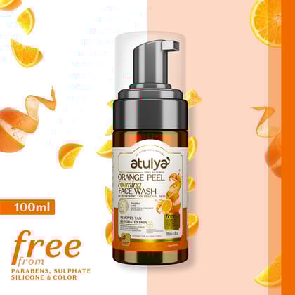 Atulya Orange Peel Foaming Face Wash With Pump | For Tan Removal - 100ml