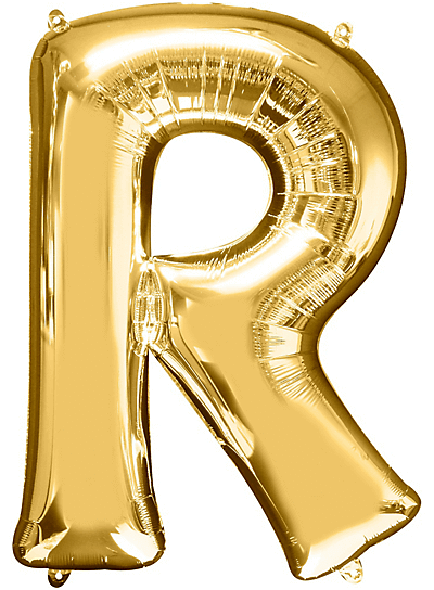 Alphabet R Golden Foil Balloon - Helium Or Air Filled - 40 inches  - 1PC