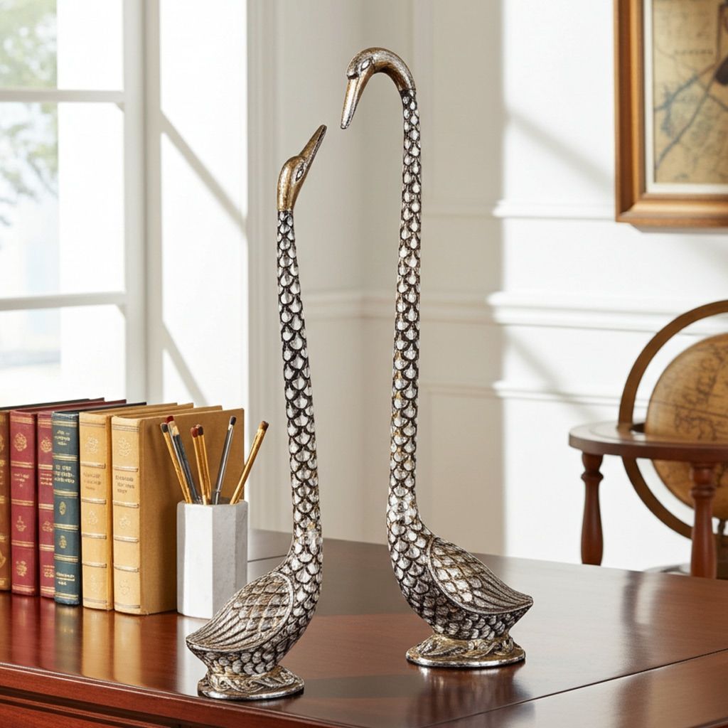 Aluminium Showpiece Duck Pair Statue (ANMAS233 A)