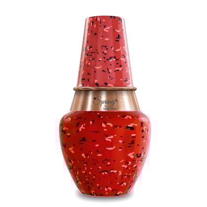 LA'FORTE Venus Jar Pure Copper Pitcher and Bedside Carafe, Lid can be Used as Drinking Glass (1.4 Ltr) (Red Ruby)