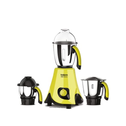 Vidiem Eva Citron Mixer Grinder 650W with 3 Jars (1.5L, 0.75L, 0.4L) | ARIA Cool Tec Motor | Self-Locking Jars | Dynamically Balanced Blades | 5-Year Motor Warranty | Green Vidiem Eva Citron Mixer Grinder 650W with 3 Jars (1.5L, 0.75L, 0.4L) | ARIA Cool 
