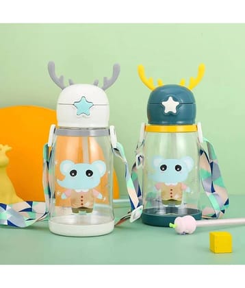 QitmirMKT Deer Horn Water Bottle 600 ml Kids School Sipper (Mix Color) Assorted Plastic School Water Bottle 600 mL ( Set of 1 )
