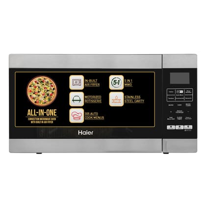 Haier 30L Convection Microwave Oven (HIL3001ARSB, Black) with In-Built Air Fryer | Motorized Rotisserie | Stainless-steel Cavity | 5 In 1 Microwave oven Haier 30L Convection Microwave Oven (HIL3001ARSB, Black) with In-Built Air Fryer | Motorized Rotisser