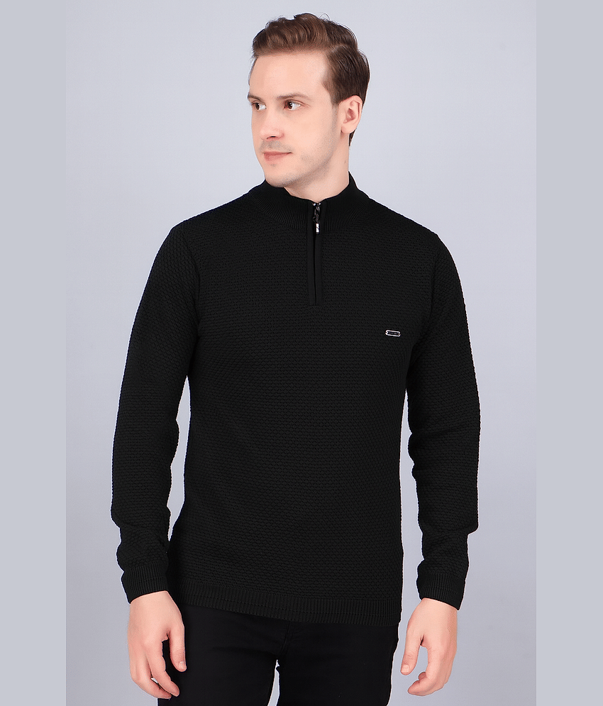 FEVERFEW Acrylic Henley Neck Men's Full Sleeves Pullover Sweater - Olive ( Pack of 1 )