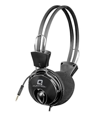 QHP-350 Wired Headphones with Mic | Single Pin 3.5mm Jack | Over-Ear Comfort Fit | HD Stereo Sound | Adjustable Headband | 1.4m Cable | Compatible with Laptop, PC, Mobile