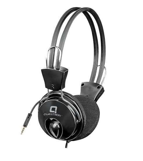 QHP-350 Wired Headphones with Mic | Single Pin 3.5mm Jack | Over-Ear Comfort Fit | HD Stereo Sound | Adjustable Headband | 1.4m Cable | Compatible with Laptop, PC, Mobile
