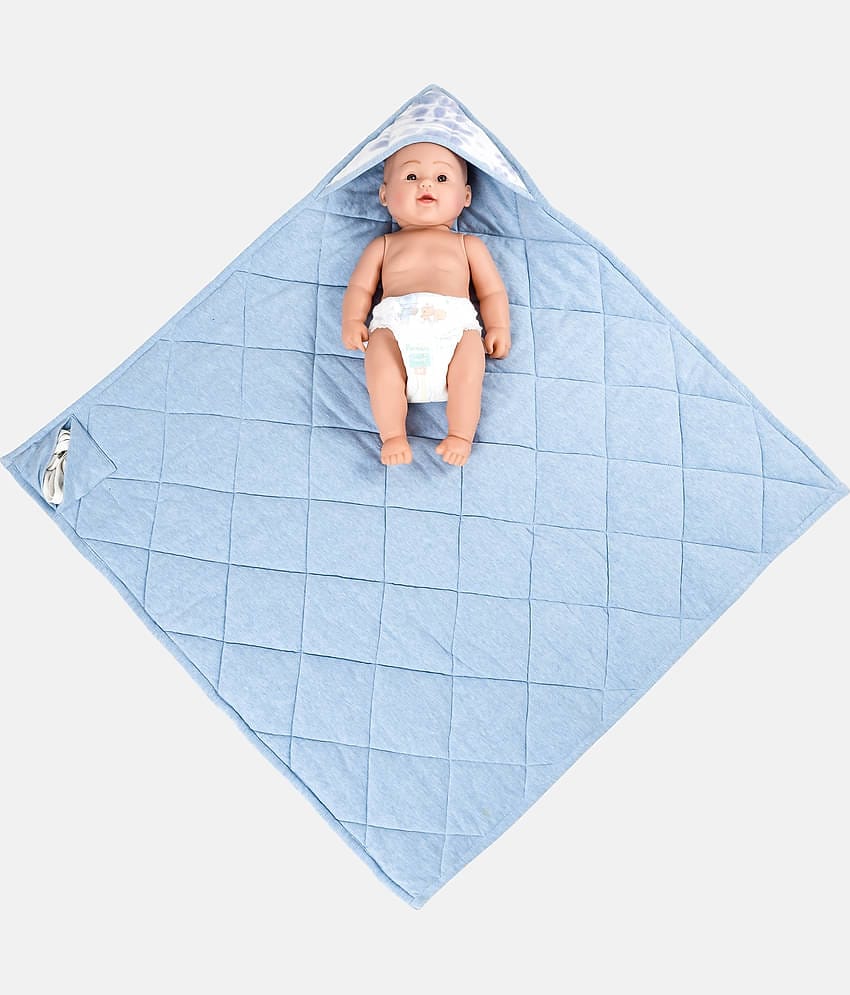 NUEVOSGHAR - Blue Polyester Hooded Baby Blanket ( Pack of 1 )