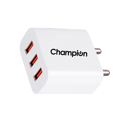 Champion 15W 3A Multiport USB Wall Charger | Fast Charging Adapter for All Mobile Phones (White) Champion 15W 3A Multiport USB Wall Charger | Fast Charging Adapter for All Mobile Phones (White)