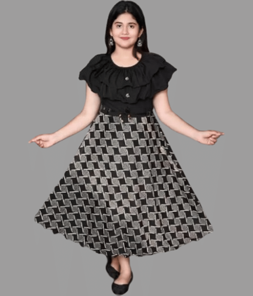 SM glob Cotton Blend Frock For Girls ( Pack of 1 , Black )
