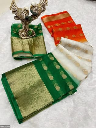 EXCLUSIVE SOLID KORA ORGANZA SAREE